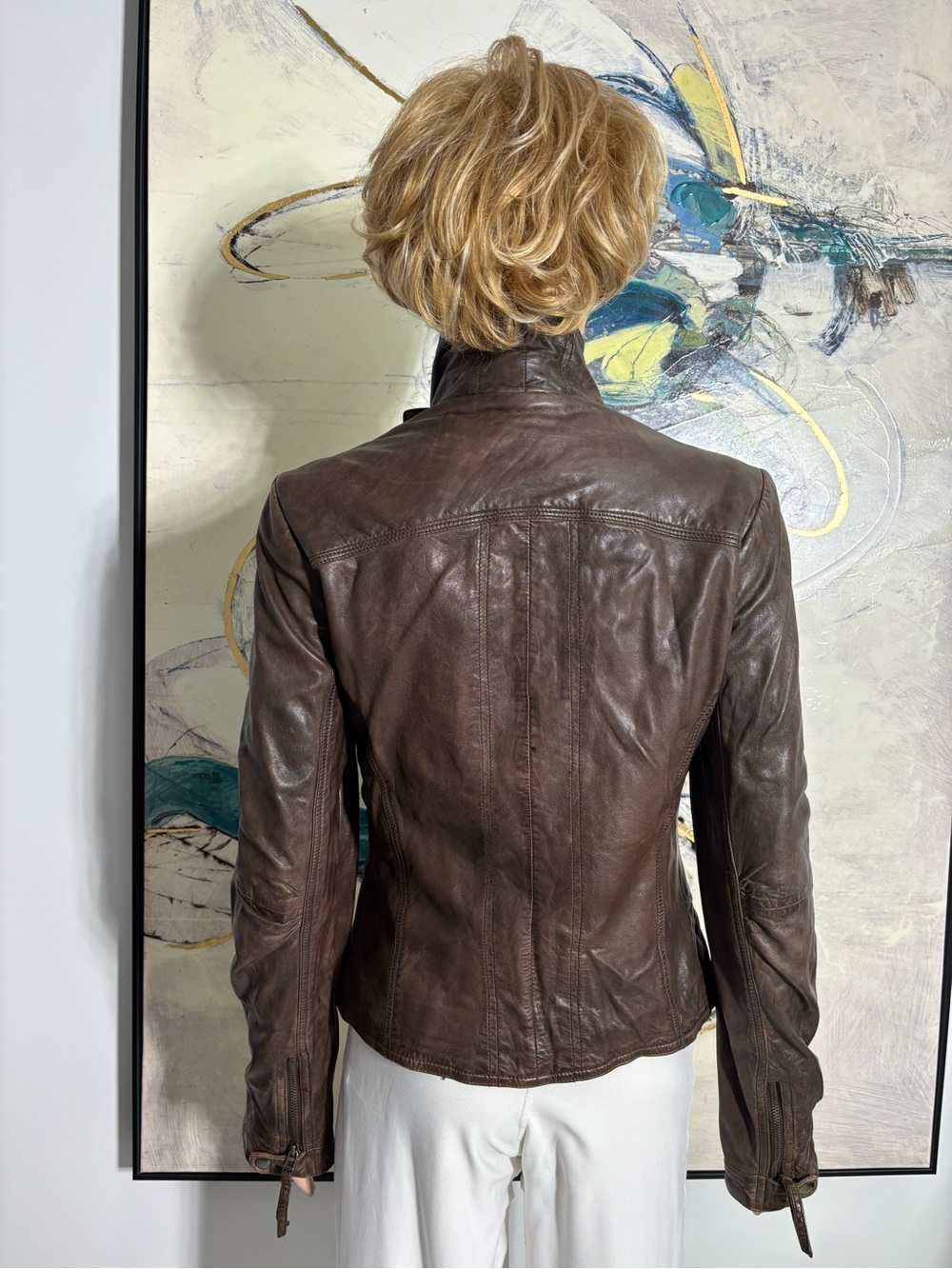 Danier Brown Asymmetrical Leather Moto Jacket - Picture 6 of 16